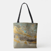 Blauw en gouden marmer tote bag (Achterkant)