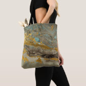 Blauw en gouden marmer tote bag (Dichtbij)