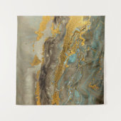 Blauw en gouden marmer wandkleed (Voorkant (horizontaal))