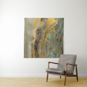 Blauw en gouden marmer wandkleed (In Situ (horizontaal))