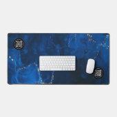 Blauw en Gouden Marmeren Bureaumat Muismat (Keyboard & Muis)