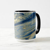 Blauw en gouden metalen mok (Voorkant rechts)
