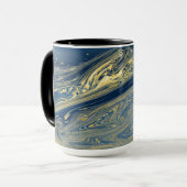 Blauw en gouden metalen mok (Voorkant links)