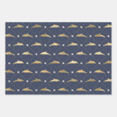 Blauw en gouden Nautisch Patroon Inpakpapier Vel (Voorkant 3)