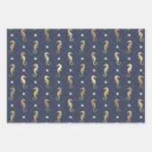 Blauw en gouden Nautisch Patroon Inpakpapier Vel (Voorkant 2)
