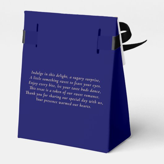 Blauw en Gouden Pas getrouwd Bruiloft Dank u Bedankdoosjes (Achterkant)