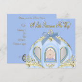 Blauw en gouden prins babyshower kaart (Voorkant / Achterkant)