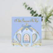Blauw en gouden prins babyshower kaart (Staand voorkant)
