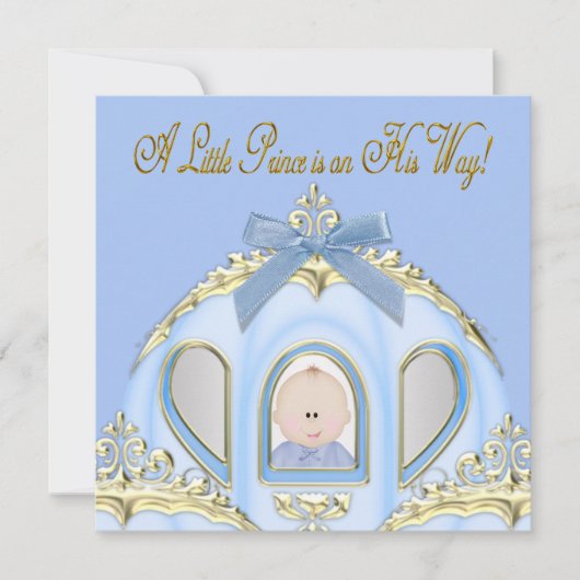Blauw en gouden prins babyshower kaart (Voorkant)