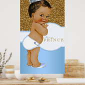 Blauw en gouden prins babyshower poster (Keuken)