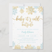 Blauw en gouden sneeuwvlok winterjongen Baby showe Kaart (Voorkant)