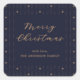 Blauw en gouden sterren Prettig kerstfeest Vierkante Sticker