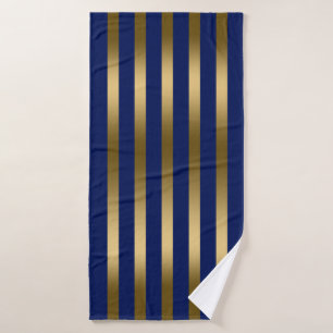 Blauw- en gouden strepen bad handdoek