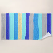 Blauw en gouden strips strandlaken (Voorkant)