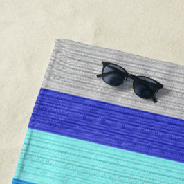 Blauw en gouden strips strandlaken