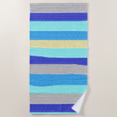 Blauw en gouden strips strandlaken (Voorkant)