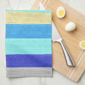 Blauw en gouden strips theedoek (Quarter Fold)