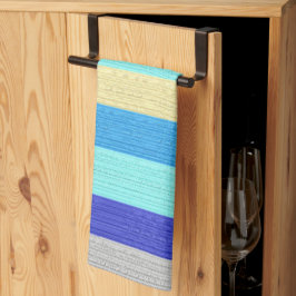 Blauw en gouden strips theedoek