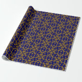 Blauw- en gouden tribaal omslagpapier cadeaupapier (Uitgerold)