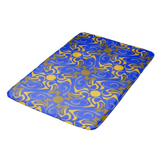 Blauw en gouden vector naadloos patroon badmat (Gekanteld)