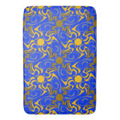 Blauw en gouden vector naadloos patroon badmat (Voorkant Verticaal)