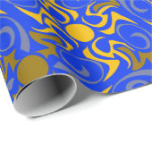 Blauw en gouden vector naadloos patroon cadeaupapier (Rol Hoek)