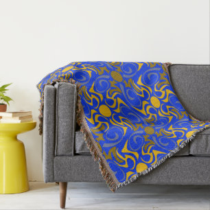 Blauw en gouden vector naadloos patroon deken