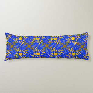 Blauw en gouden vector naadloos patroon lichaamskussen