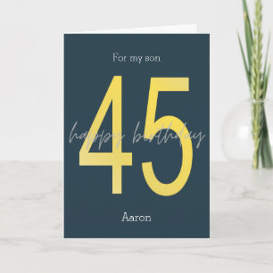Blauw en gouden verjaardagskaart 45 jaar kaart