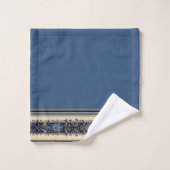 Blauw en gouden Victoriaanse rand Bad Handdoek (Wasdoekje)