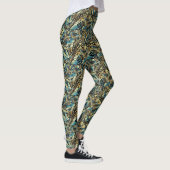 Blauw en Gouden Vlinder Vleugel Collage Leggings (Rechts)