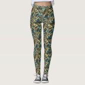 Blauw en Gouden Vlinder Vleugel Collage Leggings (Voorkant)