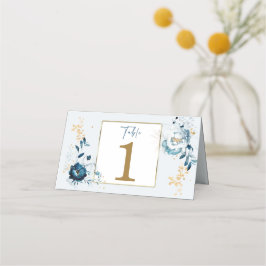 Blauw en gouden voedsel labels plaatskaartje