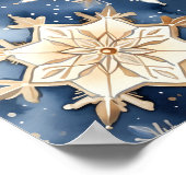 Blauw en gouden waterverf sneeuwvlok print (Hoek)