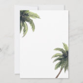 Blauw en gouden waterverf tropisch strand bruiloft save the date (Achterkant)