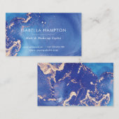 Blauw en gouden waterverf visitekaartje (Voorkant / Achterkant)