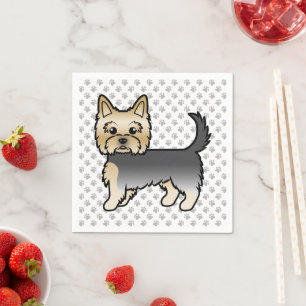Blauw en gouden Yorkshire Terrier Cartoon hond en Servet