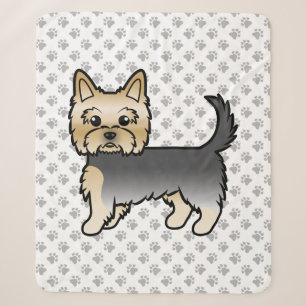 Blauw en gouden Yorkshire Terrier Cartoon hond en  Sherpa Deken