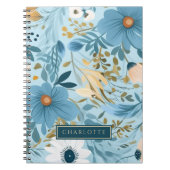 Blauw- en goudFloral Notitieboek (Voorkant)
