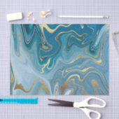 Blauw- en goudgatpatroon 5 tissuepapier (Craft)