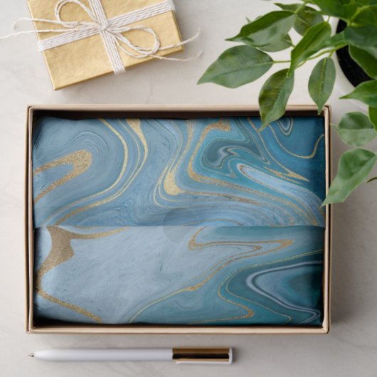 Blauw- en goudgatpatroon 5 tissuepapier (Geschenk)