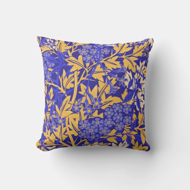 Blauw en goudgeel voor sierdoeleinden kussen (Voorkant)