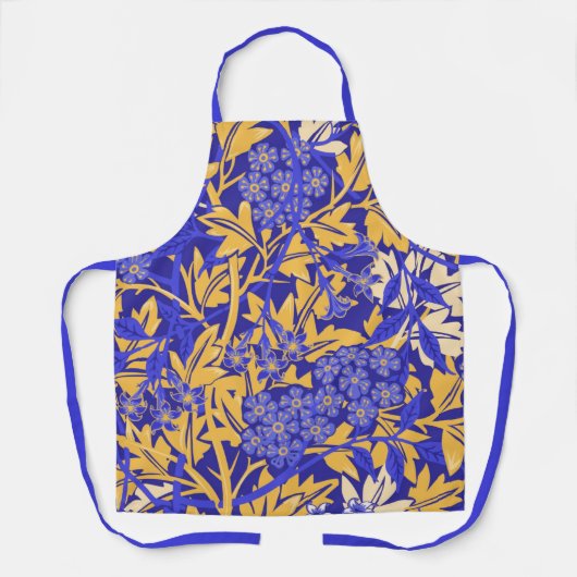 Blauw en goudgeel voor sierdoeleinden schort (Voorkant)