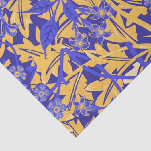 Blauw en goudgeel voor sierdoeleinden tissuepapier (Detail)