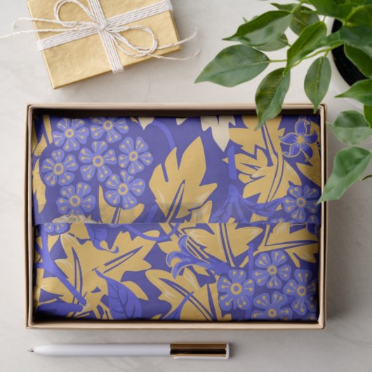 Blauw en goudgeel voor sierdoeleinden tissuepapier (Geschenk)