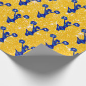 Blauw- en goudgele verlooppapier cadeaupapier (Hoek)