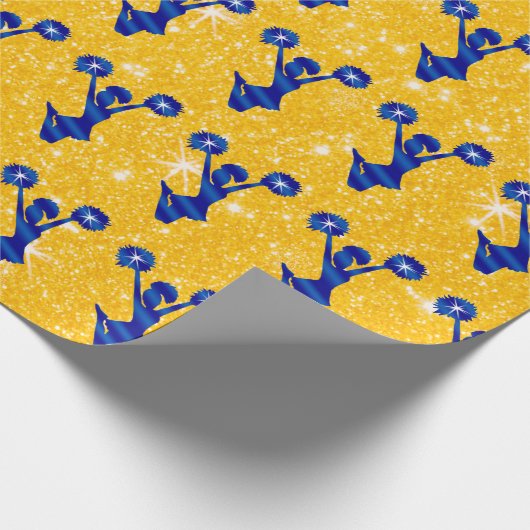 Blauw- en goudgele verlooppapier cadeaupapier (Hoek)