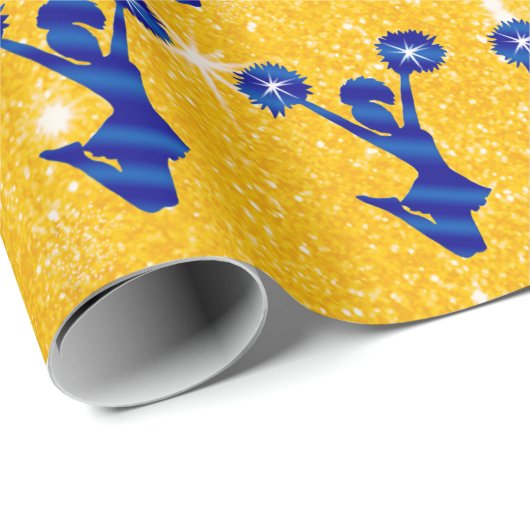 Blauw- en goudgele verlooppapier cadeaupapier (Rol Hoek)