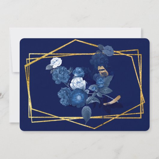 Blauw en goudgeometrisch ben je mijn Bridesmaid Kaart (Achterkant)