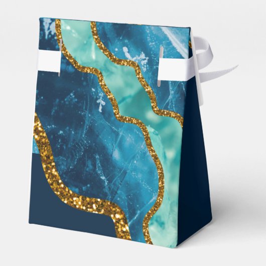 Blauw- en goudgetijden Glitter Wedding Bedankdoosjes (Achterkant)